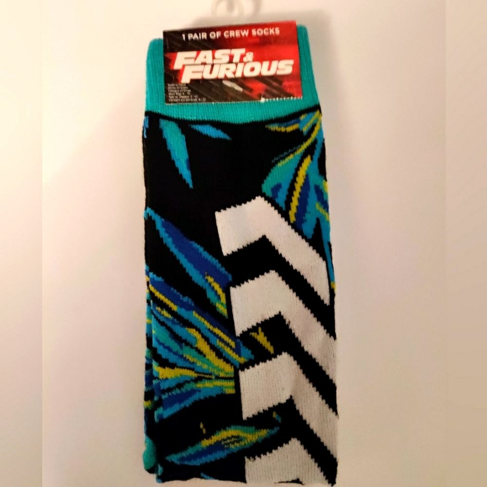Fast Furious Casual Black and Blue Character Socks 9-13 Father's Day Gift.